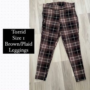 Torrid size 1 Brown/Green Plaid Leggings